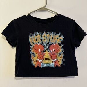 Black Graphic Cropped T-Shirt